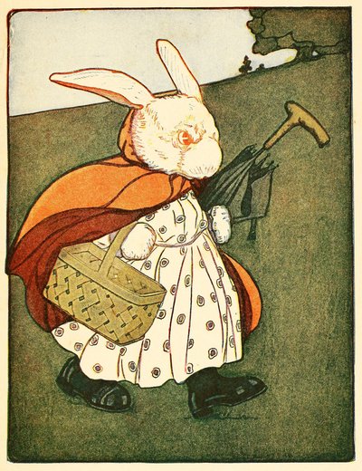 Så gik den gamle fru kanin gennem skoven til bageren, fra The Tale of Peter Rabbit, 1916. af American School