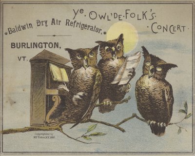 Tre ugler synger (chromolitho) af American School