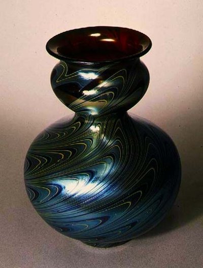 Tiffany dobbelt græskar-formet vase, New York, ca. 1890 (glas) af American School
