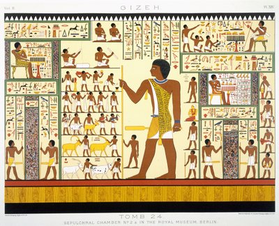 Grav 24, gravkammer nr. 2a, fra Gizeh, bind II, plade XIV fra, bind 2 Ancient Egypt af Samuel Augustus Binion, udgivet 1887 (tonet chromolitho) af American School