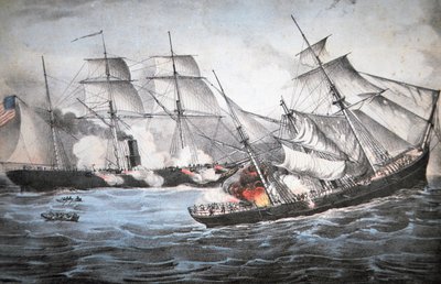 U.S. Sloop "Kearsage" sænker konfødererede Raider "Alabama" ud for Cherbourg af American School
