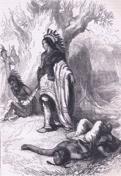 Uncas and Miantonomoh (1643), illustration fra Cassell