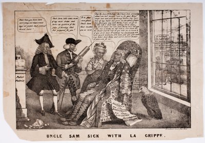 Onkel Sam Sick med La Grippe, 1837 af American School