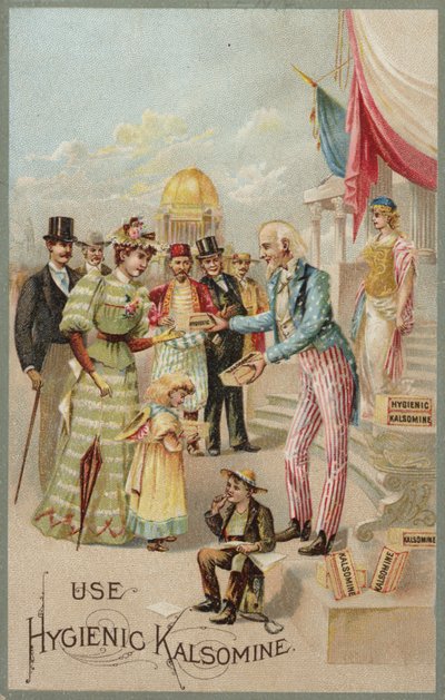 Onkel Sam distribuerer Kalsomine af American School