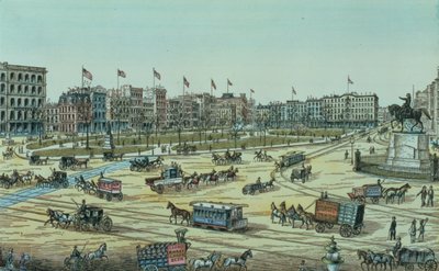 Union Square og Fourteenth Street til Seventeenth Street, fra en serie af 48 Views of New York and Environs, pub. af Charles Magnus af American School