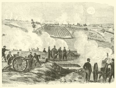 Unionsposition nær centrum, Slaget ved Gettysburg, 2. juli, juli 1863 af American School