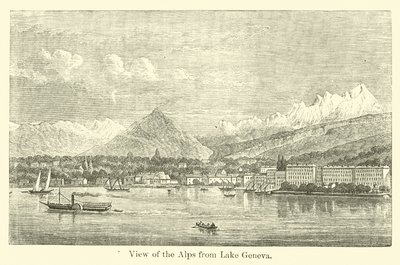 Udsigt over Alperne fra Genevesøen af American School