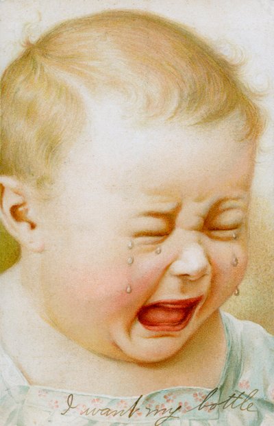 Vintage-grafik af grædende baby af American School