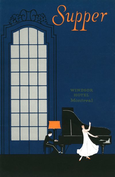 Vintage menu fra Windsor Hotel i Montreal af American School