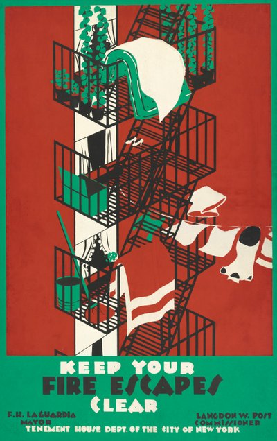 Vintage plakat af en New York City Brand Escape af American School