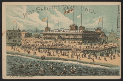 West Brighton Beach Hotel, USA (farvet gravering) af American School
