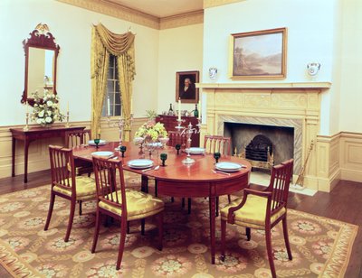 White Hall Dining Room, nær Charleston South Carolina, 1818 af American School