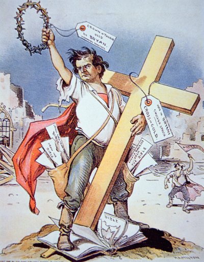 William Jennings Bryan (1860-1925) taler ved et demokratisk konvent, Chicago af American School