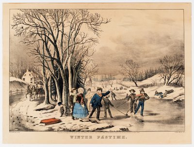 Vinterbeskæftigelse, ca. 1800-10 (farvelitografi) af American School