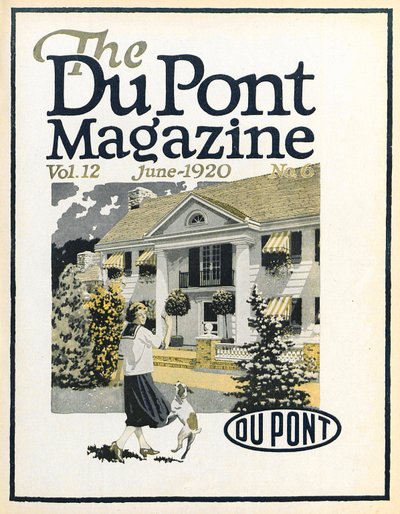 Kvinde og hund, forside af DuPont Magazine, juni 1920 af American School