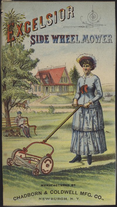 Kvinde slår græs (chromolitho) af American School