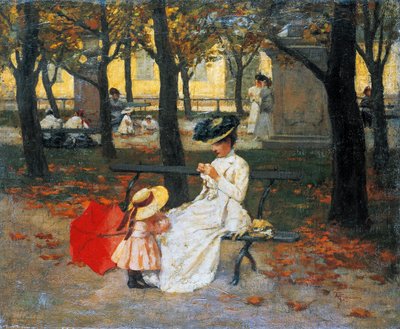 The Public Gardens, af Amerigo Cagnoni (1853-1923), olie på lærred, 49x60,5 cm af Amerino Cagnoni