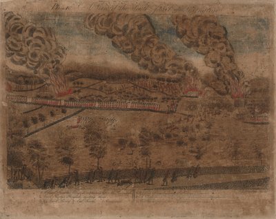 Slagene ved Lexington og Concord: Plade I, Slaget ved Lexington, 19. april 1775. Plade II, Udsigt over byen Concord. Plade III: Forlovelsen ved South Bridge i Concord. Plade IV: Et billede af den sydlige del af Lexington. af Amos Doolittle