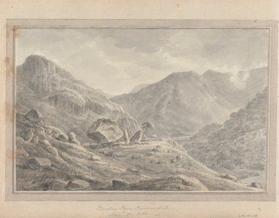 Udsigt i England, Skotland og Wales: Bowder Stone Borrowdale, 30. august 1802 af Amos Green
