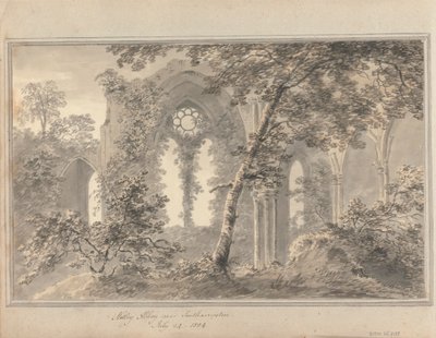 Udsigt i England, Skotland og Wales: Netley Abbey nær Southampton, 24. juli 1804 af Amos Green