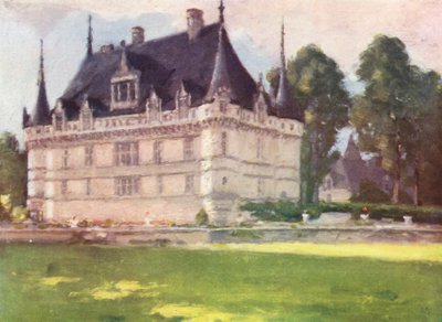 Azay-le-Rideau (farvelitografi) af Amy B. Atkinson