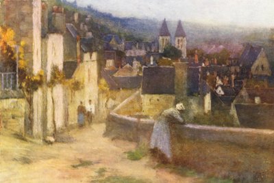 Chinon fra slottet (farvelitografi) af Amy B. Atkinson