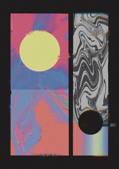 Kosmiske glitch-cirkler af Amy Louise Baker