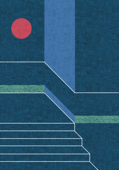 Rød cirkel, blå trin af Amy Louise Baker