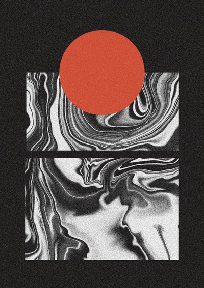 Red Sun Marble Flow af Amy Louise Baker