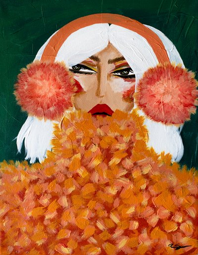 Glamourøse orange ørevarmer af Amy Straley