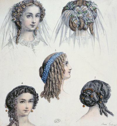 Frisure af en brud og andre, ca.1853 af Anais Toudouze