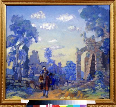 italienske musikere. Maleri af Anatoly Afanasyevich Arapov (1876-1949). Olie på lærred, 58 x 65 cm af Anatoli Afanasyevich Arapov