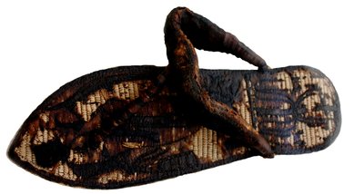 Tutankhamons sandal dekoreret med bundne fanger og sema-tawy symboler, 14. årh. f.Kr af Ancient Egypt