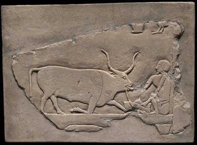 Vægfragment fra en grav, der forestiller en hyrde af Ancient Egyptian