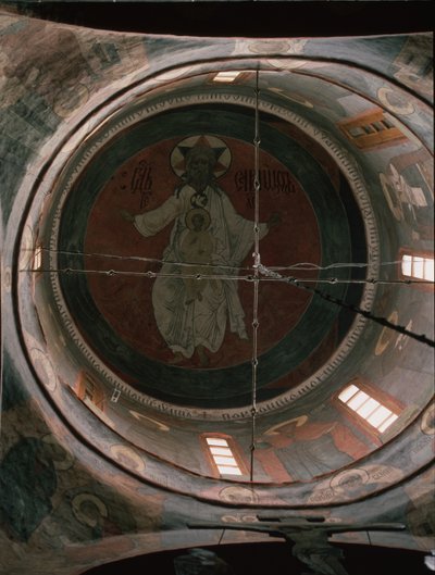 Jehova. Kuppelmaleri i ærkeenglen Michael-katedralen i Kreml i Moskva, 1652-1666 af Ancient Russian frescos