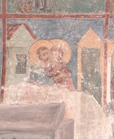 Møde mellem de hellige Joachim og Anne ved Den Gyldne Port, 1100-tallet af Ancient Russian frescos