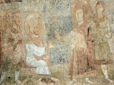 Sankt Georg før kejser Diokletian af Ancient Russian frescos