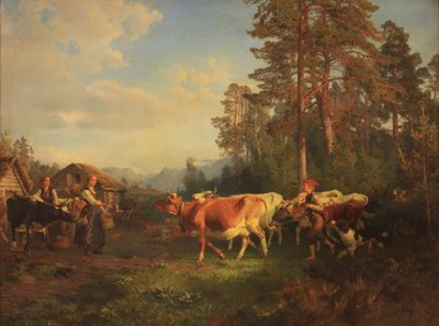 Kvæg på vej hjem af Anders Askevold