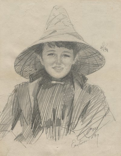 Ada Lymon kvinde i en stor hat, 1887. af Anders Leonard Zorn