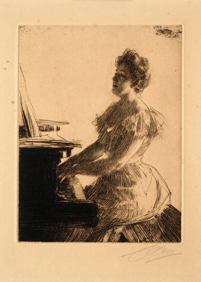 Ved klaveret (frøken Anna Burnett) af Anders Leonard Zorn