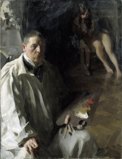 Selvportræt med Model par Zorn, Anders Leonard (1860-1920). Olie på lærred, størrelse: 117x94 af Anders Leonard Zorn