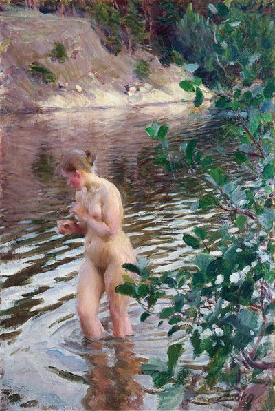 Den kolde strøm par Zorn, Anders Leonard (1860-1920). Olie på lærred, størrelse: 98x66 af Anders Leonard Zorn