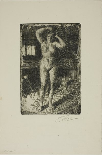 Anna laver sit hår af Anders Leonard Zorn