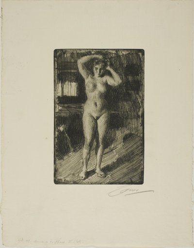 Anna laver sit hår af Anders Leonard Zorn