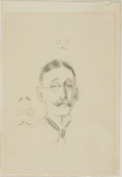 Hoved af en mand med briller med to skitser af Anders Zorn