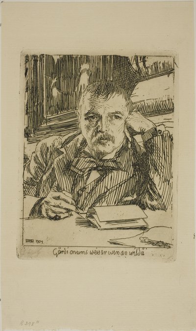 Selvportræt med inskription af Anders Leonard Zorn