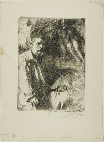 Selvportræt med Model II af Anders Leonard Zorn