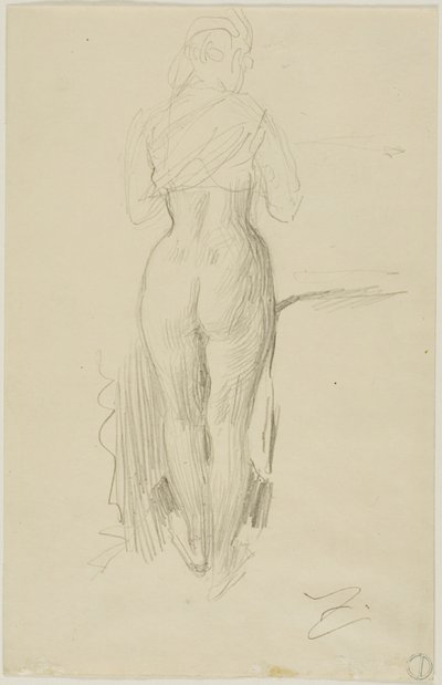 Stående kvindefigur set bagfra af Anders Zorn