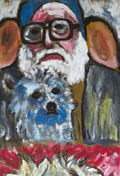 SELVPORTRÆT MED LISA, 2012 (akryl på jutelærred opspændt på en træramme) af Ando Gilardi