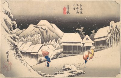 En sneklædt aften på Kambara Station, ca. 1833-34., ca. 1833-34. af Ando Hiroshige